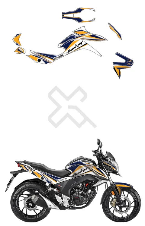 Xarcade Yellow Edition Full Body Sticker Compatible with Hornet 160R | Made In Premium Gloss Vinyl With FPF(Fade Protection Film), Water Proof, Precut Sticker, Pack of 1 Compatible with Both Side